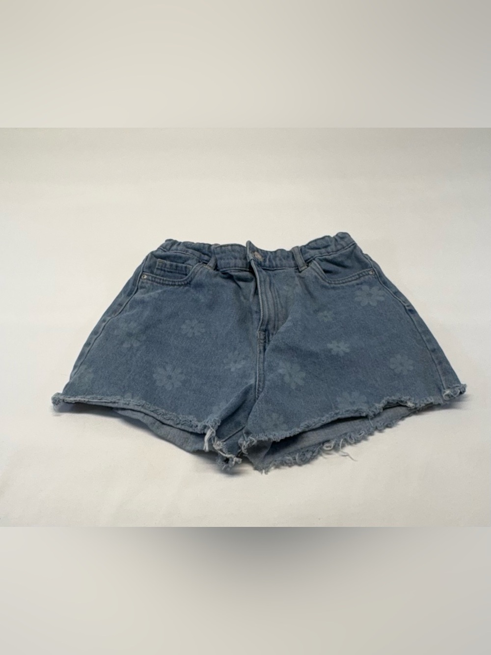 UKIDS Floral Print Distressed Denim Shorts Light Mid Wash Size 16